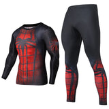 Men's Compression GYM training Clothes Suits workout Superman jogging Sportswear Fitness Dry Fit Tracksuit Tights 2pcs / sets