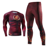 Men's Compression GYM training Clothes Suits workout Superman jogging Sportswear Fitness Dry Fit Tracksuit Tights 2pcs / sets