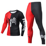 Men's Compression GYM training Clothes Suits workout Superman jogging Sportswear Fitness Dry Fit Tracksuit Tights 2pcs / sets