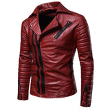 AKSR 2019 Jacket men New Men's Fashion Casual Long Sleeved Motorcycle Fur Leather Jacket Slim Fit Mens Winter Coats