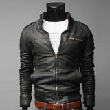 New Fashion Autumn Men’s Leather Jacket Black Brown Mens Stand Collar Coats Leather Biker Jackets Motorcycle Leather Jacket