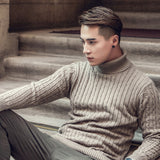 2020 Fall Winter Thick Warm Cashmere Sweater Men Turtleneck Men Brand Mens Sweaters Slim Fit Pullover Men Knitwear Double collar