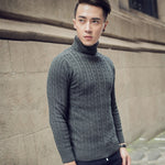 2020 Fall Winter Thick Warm Cashmere Sweater Men Turtleneck Men Brand Mens Sweaters Slim Fit Pullover Men Knitwear Double collar