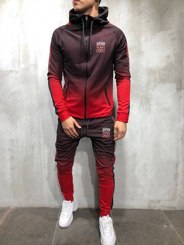 Mens Fashion Zipper Tracksuit Gradient color 3D Print Casual Sportsuit Men Hoodies/Sweatshirts Sportswear JORDAN 23 Hooded+Pant