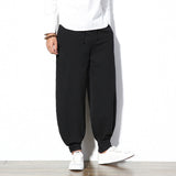 Sinicism Store 5XL Cotton Linen Harem Pants Men Jogger Pants Male Trousers Chinese Traditional Cloths Belts Plus Size